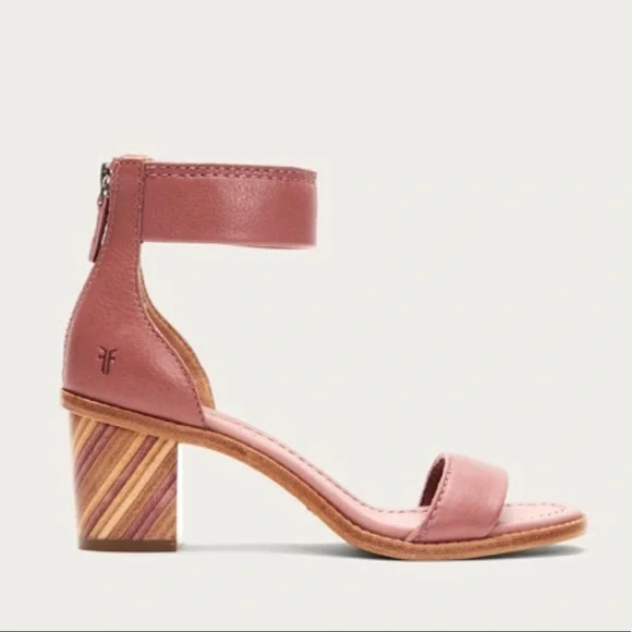 Frye Mauve Pink Brielle Zip Cute Block Ankle Heels - Picture 1 of 9